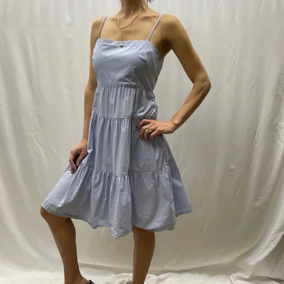 Gap tiered midi dress size 4 cotton blue Summer beach vacation fit and flare - Picture 11 of 14